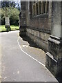 White line at the east end of the church