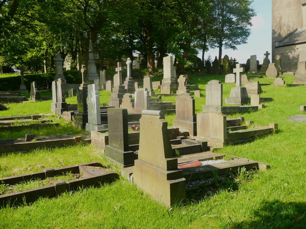 Graves in the burial ground of Blackley... © Humphrey Bolton ...