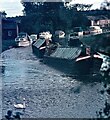 Narrow boat pair pass Broken Cross, Trent & Mersey Canal, 1970