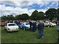 Cars gathered on Biggar Showground for a charity car run