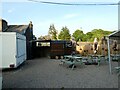 Evening scene in a pub beer garden in Baildon