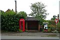 K6 telephone box and bus shelter on Burleydam Road, Ightfield