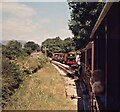 Trains crossing at Brynglas, Talyllyn Railway (1)