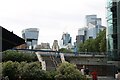 View of the Walkie Talkie, Minster Court and Scalpel from St. Katharine Docks