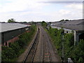 Looking NNW from bridge over Perry Wood road towards Shrub Hill Station.