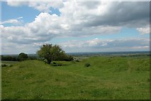 SU1591 : Ramparts of Castle Hill Fort looking North over the Thames Valley floodplain by Martyn Pattison