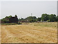 Farm with cut hayfield, near Denham Mount