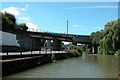 Road and rail bridges crossing the Bristol Harbour feeder  canal, entering Bristol.