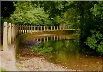 SU1643 : 9 Mile River at the bridge on Durrington Road by Paul Holmes