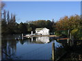 TL2211 : Boathouse on Stanborough Lakes.  Welwyn Garden City. by Robin Hall