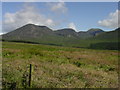 On the path up Slieve Binnian. View to Slieve Lamagan