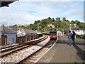 Steam train coming into Kingswear Station