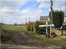 TL0713 : Trowley Bottom: Old signpost at the crossroads by Nigel Cox