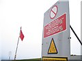 SN9646 : Danger sign above Cwm Graig Ddu by Nigel Davies