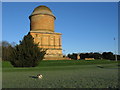 The golden glow of the Hamilton mausoleum on a December afternoon.