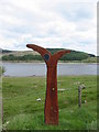 NX5476 : The National Cycle Network Milepost on the shore of Clatteringshaws Loch by Phil Catterall