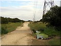 Footbridge and pylons near Buttsash, New Forest