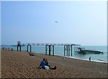 TQ3003 : Remnants of the Walkway to the West Pier by Simon Carey