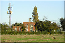 TM0474 : Essex Water pumping station and mobile phone mast by Charles Greenhough