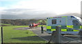 Ambulance manoeuvres into position for transfer of patient