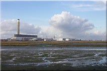 SU4702 : View across Calshot Marshes to Fawley Power Station. by Jonathan Billinger