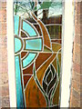 Stained glass window in youth centre in Mold