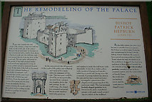 NJ2365 : Information sign at Spynie Palace. by Des Colhoun