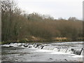 An upstream view of the new weir at Crawia