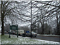 Bramley Road, Oakwood, N14, with Oakwood Shopping Centre sign