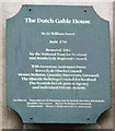 Plaque at Dutch Gable House