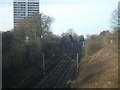 Railway in a deep cutting in Heath Town