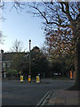 Roundabout and entrance to Grovelands Park from junction of Woodcroft and Broad Walk, N21