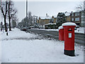 Chase Road, N14, looking south, with large George V Pillar Box on right hand side