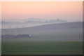 Barns near Icknield Farm on a misty November afternoon