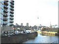 View west along Bow Back River from Marshgate to Bow