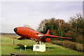 Hawker Hunter on a plinth at Bournemouth Airport