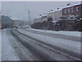 Fore Street St Blazey in the snow looking towards St Austell