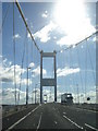 ST5590 : Driving from Wales on the Severn Bridge by Ruth Sharville