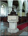 TL3337 : St Mary, Therfield, Herts - Font by John Salmon