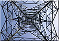 Unusual view of an electricity pylon