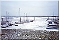 Boats frozen on their moorings