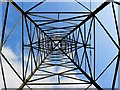 SU3350 : A view to the sky through a pylon, Hatherden, Hants by Brian Robert Marshall
