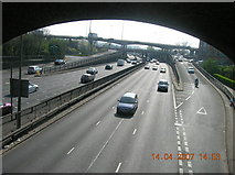 TQ2388 : Brent Cross Roundabout from the Northern Line Footbridge, North Circular Road, London NW11 by Robin Sones
