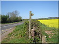 Footpath, oilseed rape field and the B4245