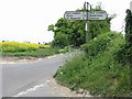 Signpost at junction of Waldershare Road and Sutton Road