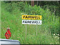 NJ9437 : Sign at Farewell / Fairwell by Ken Fitlike