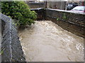 Clifton Beck in spate, Brighouse