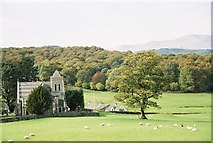 SD3795 : Far Sawrey: church of St. Peter and beyond by Chris Downer