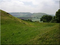 ST6225 : Ramparts of Cadbury Castle looking south by Graham Horn
