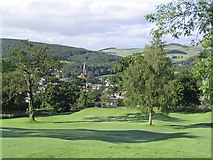 NT4936 : The 17th green at Galashiels Golf Course by Walter Baxter